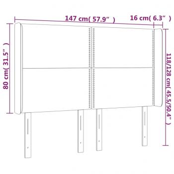 LED Kopfteil Weiß 147x16x118/128 cm Kunstleder