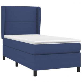 Boxspringbett mit Matratze Blau 90x200 cm Stoff