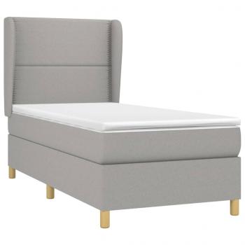 Boxspringbett mit Matratze Hellgrau 80x200 cm Stoff