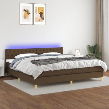 ARDEBO.de - Boxspringbett mit Matratze & LED Dunkelbraun 200x200 cm Stoff