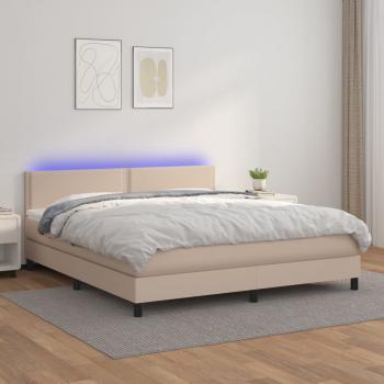 ARDEBO.de - Boxspringbett mit Matratze & LED Cappuccino-Braun 180x200cm