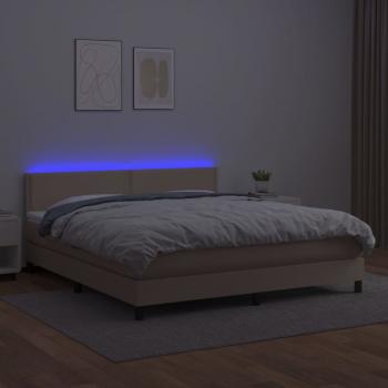 Boxspringbett mit Matratze & LED Cappuccino-Braun 180x200cm