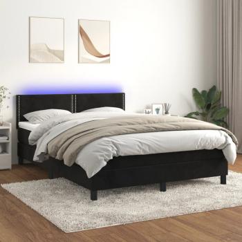 ARDEBO.de - Boxspringbett mit Matratze & LED Schwarz 140x190 cm Samt