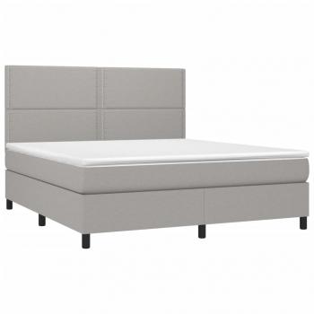 Boxspringbett mit Matratze & LED Hellgrau 160x200 cm Stoff