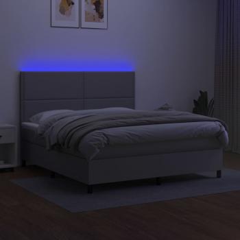 Boxspringbett mit Matratze & LED Hellgrau 160x200 cm Stoff