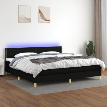 ARDEBO.de - Boxspringbett mit Matratze & LED Schwarz 200x200 cm Stoff