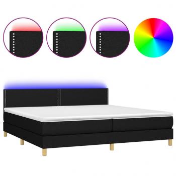 Boxspringbett mit Matratze & LED Schwarz 200x200 cm Stoff