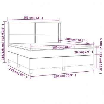 Boxspringbett Matratze Cappuccino-Braun 180x200 cm Kunstleder