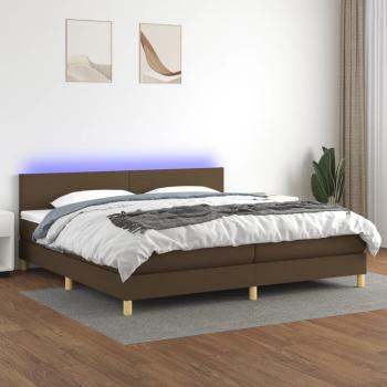 ARDEBO.de - Boxspringbett mit Matratze & LED Dunkelbraun 200x200 cm Stoff