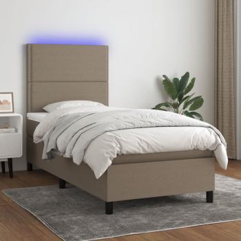 ARDEBO.de - Boxspringbett mit Matratze & LED Taupe 90x200 cm Stoff