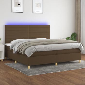 ARDEBO.de - Boxspringbett mit Matratze & LED Dunkelbraun 200x200 cm Stoff