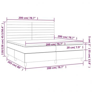 Boxspringbett mit Matratze & LED Dunkelbraun 200x200 cm Stoff