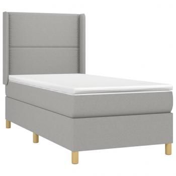 Boxspringbett mit Matratze & LED Hellgrau 90x190 cm Stoff