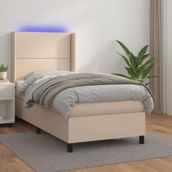 ARDEBO.de - Boxspringbett mit Matratze & LED Cappuccino-Braun 80x200cm