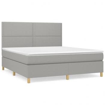 Boxspringbett mit Matratze Hellgrau 180x200 cm Stoff