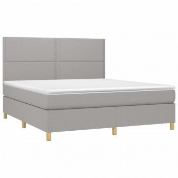 Boxspringbett mit Matratze Hellgrau 180x200 cm Stoff