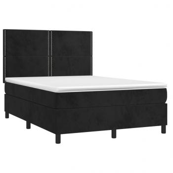 Boxspringbett mit Matratze Schwarz 140x190 cm Samt