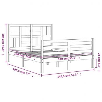 Massivholzbett mit Kopfteil 140x190 cm