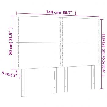 LED Kopfteil Taupe 144x5x118/128 cm Stoff