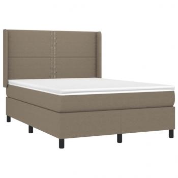 Boxspringbett mit Matratze & LED Taupe 140x190 cm Stoff