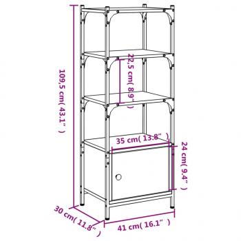 Bücherregal 3 Böden Räuchereiche 41x30x109,5 cm Holzwerkstoff