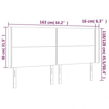 LED Kopfteil Hellgrau 163x16x118/128 cm Stoff