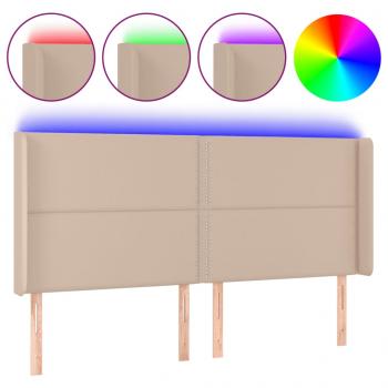 ARDEBO.de - LED Kopfteil Cappuccino-Braun 183x16x118/128cm Kunstleder