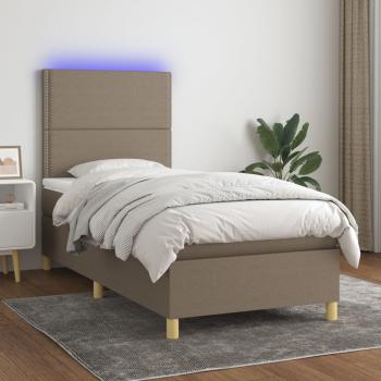 ARDEBO.de - Boxspringbett mit Matratze & LED Taupe 90x200 cm Stoff