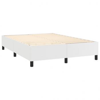 Boxspringbett mit Matratze Weiß 140x190 cm Kunstleder