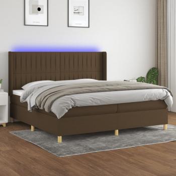 ARDEBO.de - Boxspringbett mit Matratze & LED Dunkelbraun 200x200 cm Stoff