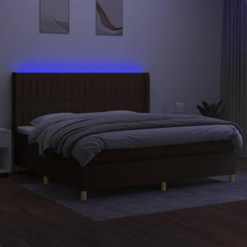 Boxspringbett mit Matratze & LED Dunkelbraun 200x200 cm Stoff