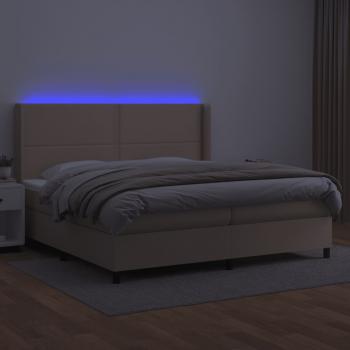 Boxspringbett mit Matratze & LED Cappuccino-Braun 200x200cm