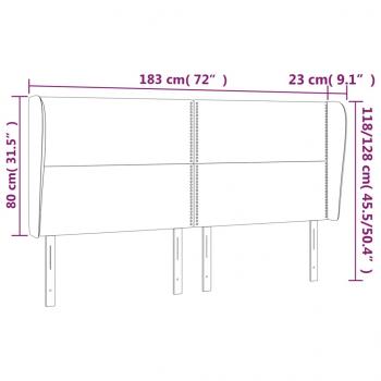 Kopfteil mit Ohren Creme 183x23x118/128 cm Stoff