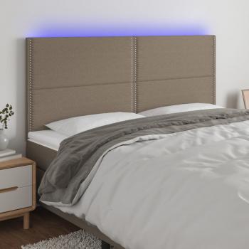 ARDEBO.de - LED Kopfteil Taupe 160x5x118/128 cm Stoff