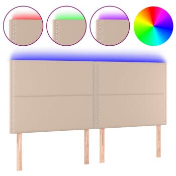 LED Kopfteil Cappuccino-Braun 160x5x118/128cm Kunstleder