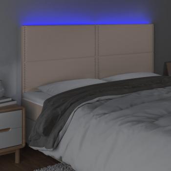 LED Kopfteil Cappuccino-Braun 160x5x118/128cm Kunstleder