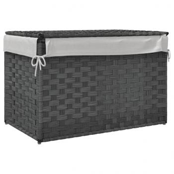 Wäschekorb mit Deckel Grau 55,5x35x34 cm Poly Rattan