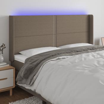 ARDEBO.de - LED Kopfteil Taupe 203x16x118/128 cm Stoff