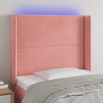 ARDEBO.de - LED Kopfteil Rosa 83x16x118/128 cm Samt