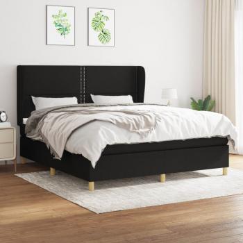 ARDEBO.de - Boxspringbett mit Matratze Schwarz 180x200 cm Stoff