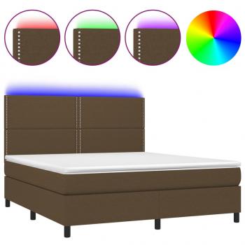 Boxspringbett mit Matratze & LED Dunkelbraun 180x200 cm Stoff