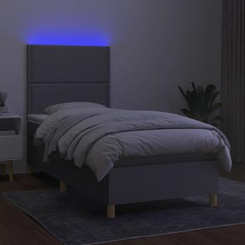 Boxspringbett mit Matratze & LED Hellgrau 80x200 cm Stoff