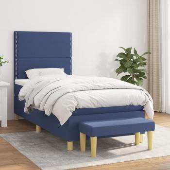 ARDEBO.de - Boxspringbett mit Matratze Blau 90x190 cm Stoff