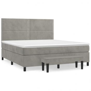 Boxspringbett mit Matratze Hellgrau 160x200 cm Samt