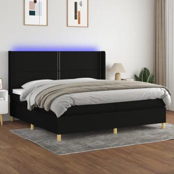 ARDEBO.de - Boxspringbett mit Matratze & LED Schwarz 200x200 cm Stoff