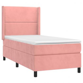 Boxspringbett mit Matratze & LED Rosa 100x200 cm Samt