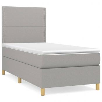 Boxspringbett mit Matratze Hellgrau 90x190 cm Stoff