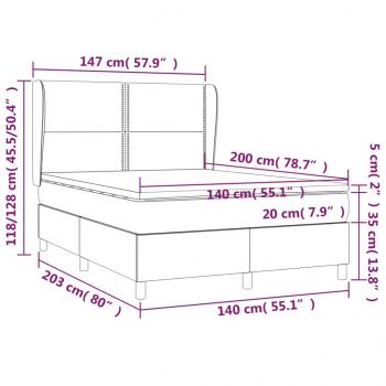 Boxspringbett mit Matratze Taupe 140x200 cm Stoff