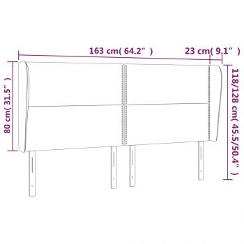 Kopfteil mit Ohren Hellgrau 163x23x118/128 cm Stoff