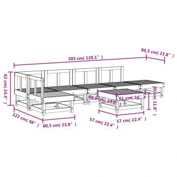 7-tlg. Garten-Lounge-Set Kiefernholz Imprägniert